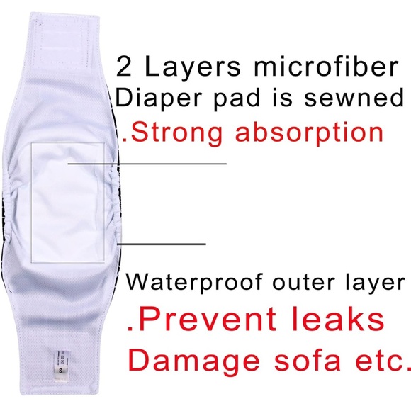 Reusable Dog Belly Bands for Male Dogs Diapers,4 Pack Premium Washable ,XXL - Picture 3 of 6